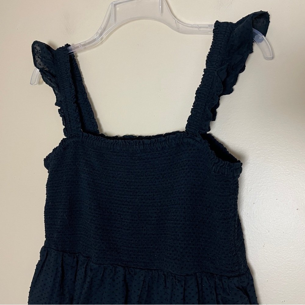 J. Crew Midi Dress Size Medium Black Tiered Smocked Square Neck - Picture 6 of 12
